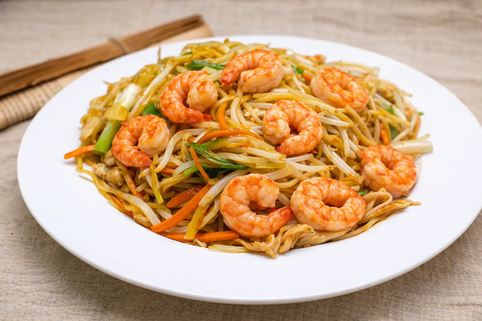 Stir-fried shrimp with bean sprouts and carrots at Happy Valley Wok, a Asian Restaurant in Happy Valley
