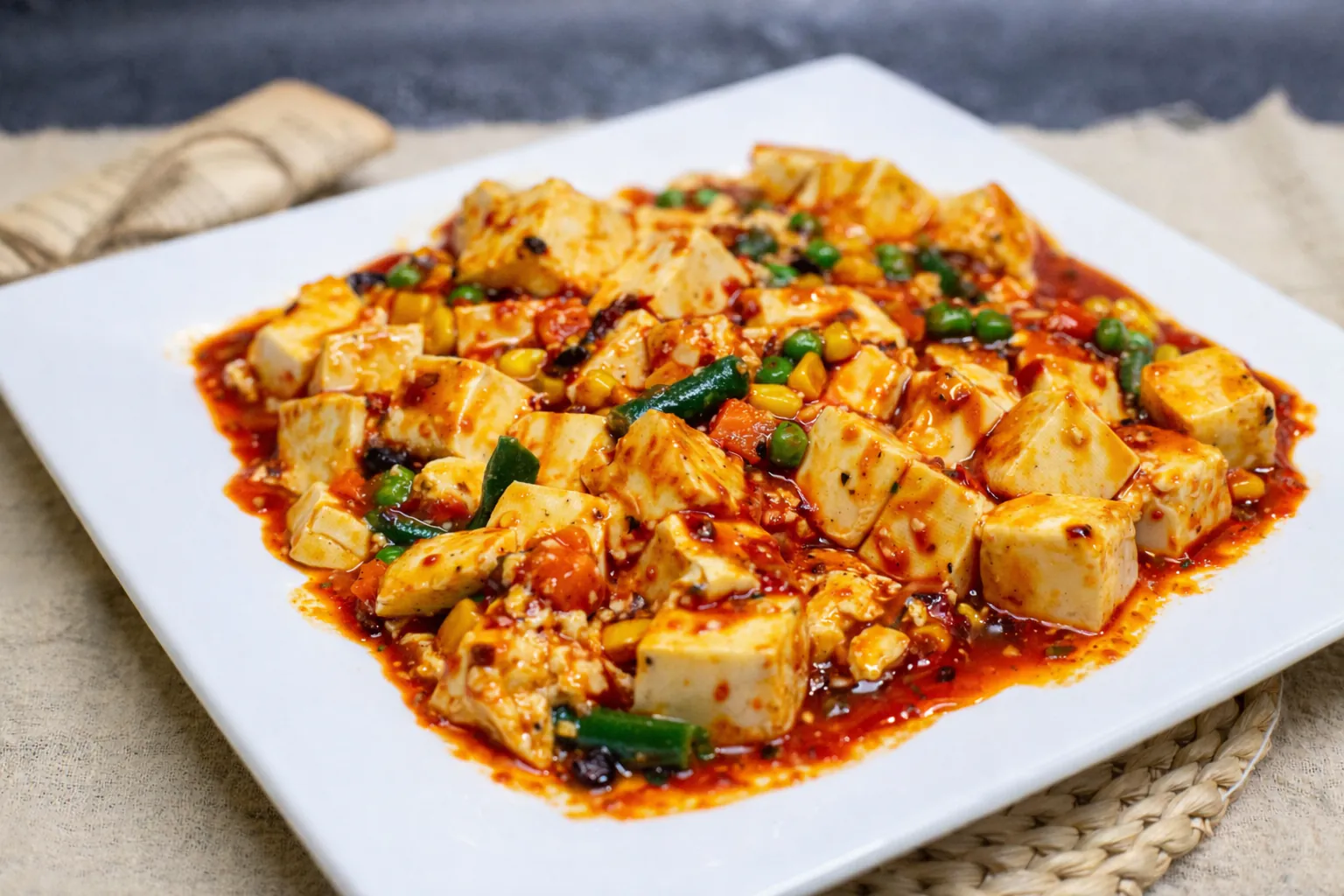 Szechuan mapo tofu with minced meat and chili oil at Happy Valley Wok, a Asian Restaurant in Happy Valley