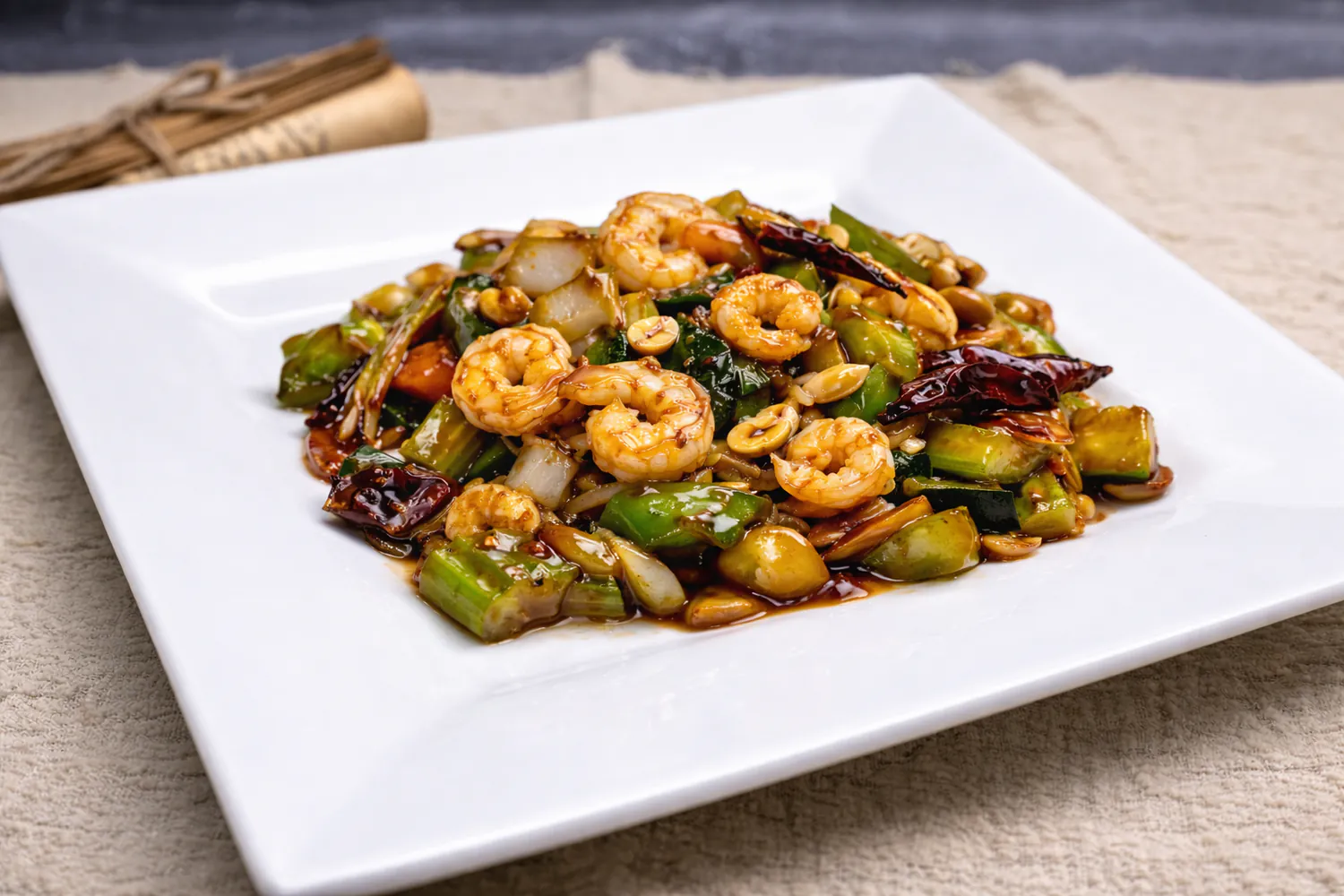 Spicy stir-fried shrimp with peanuts and dried chilies at Happy Valley Wok, a Asian Restaurant in Happy Valley